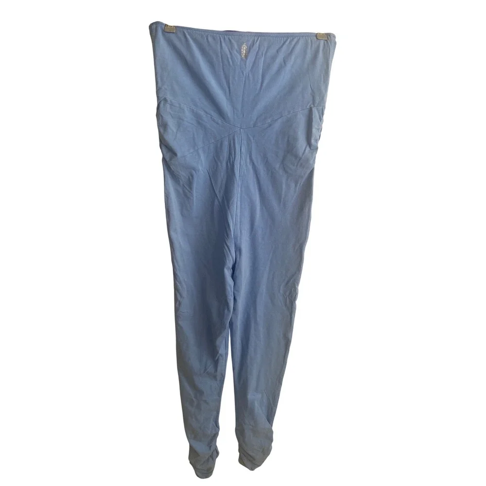 Free People Movement High‎ Roller Strapless Jumpsuit Light Blue Ruched Large